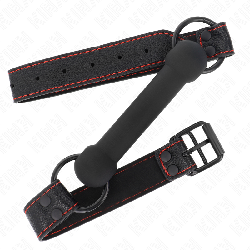 Bâillon BDSM Forme Os Sangle Cuir Ajustable 41-57 cm - Kink
