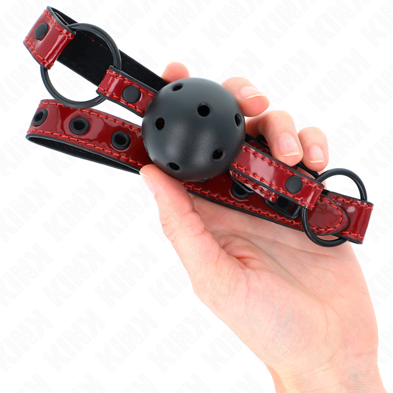 Bâillon Boule BDSM Cuir Brillant 4,5 cm Sangle Ajustable - Kink