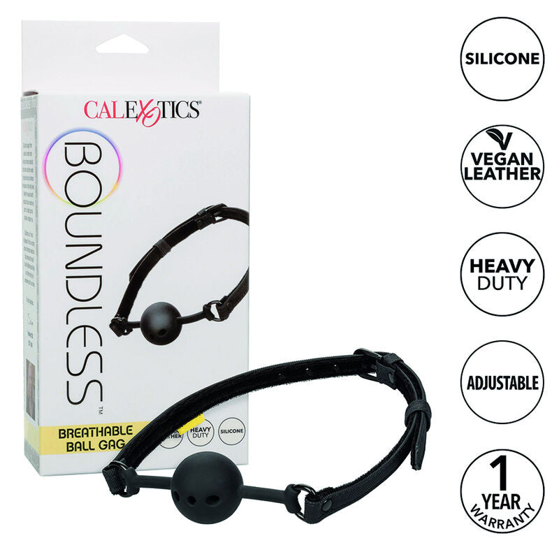 Bâillon Boule BDSM Respirant Boundless Cuir Végan Réglable - CalExotics