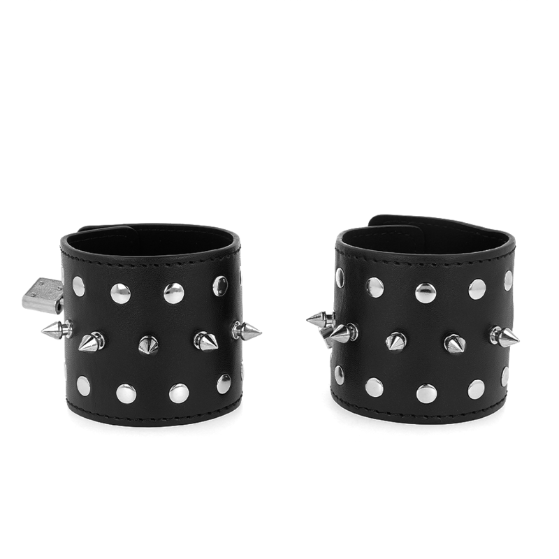 Bracelets de Poignet BDSM Punk à Pointes Réglables 25 x 6 cm - Kink