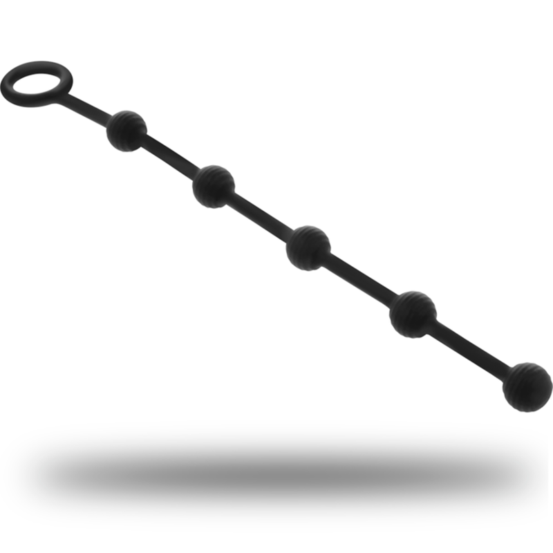 Chapelet Anal Korg Silicone 5 Boules Graduées Initiation 21 cm - Black&Silver