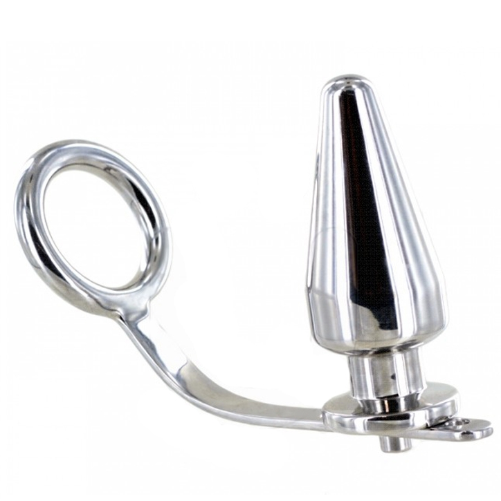 Cockring Acier Inoxydable avec Plug Anal Intégré 45 mm - Metal Hard