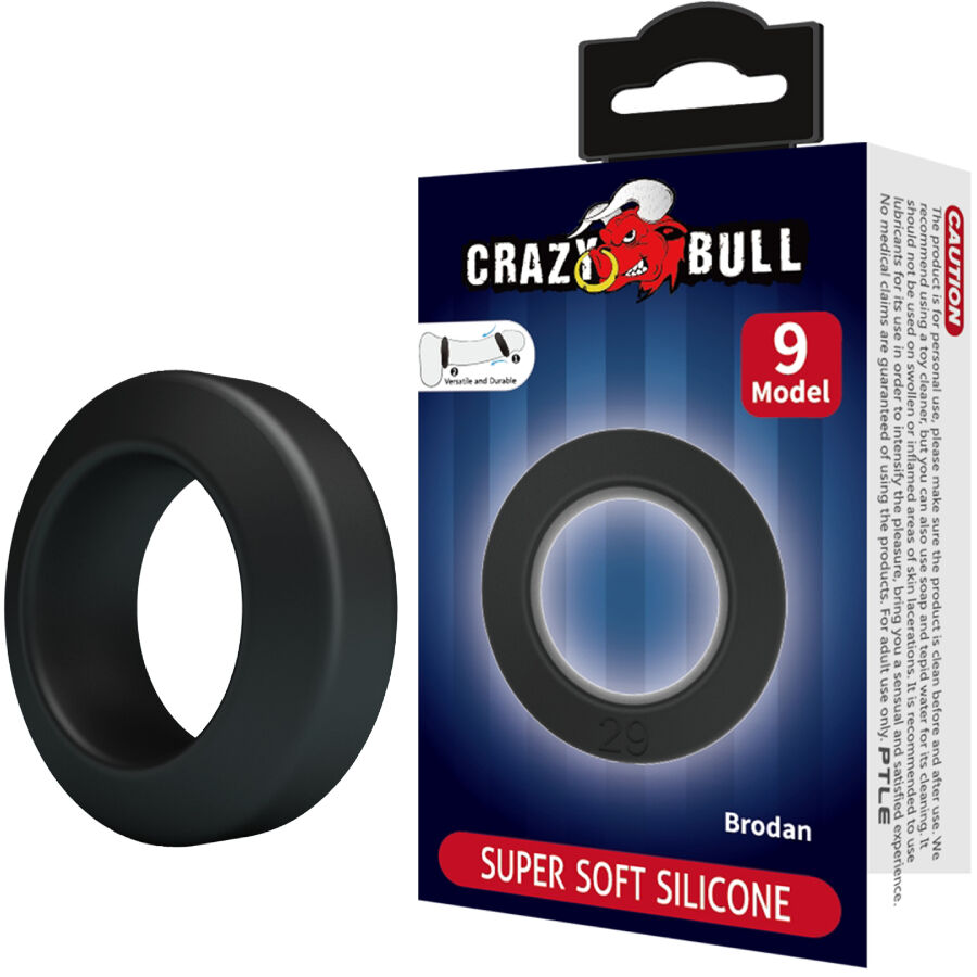 Cockring Brodan Modèle 9 Silicone Souple Ajustable Étanche - Crazy Bull