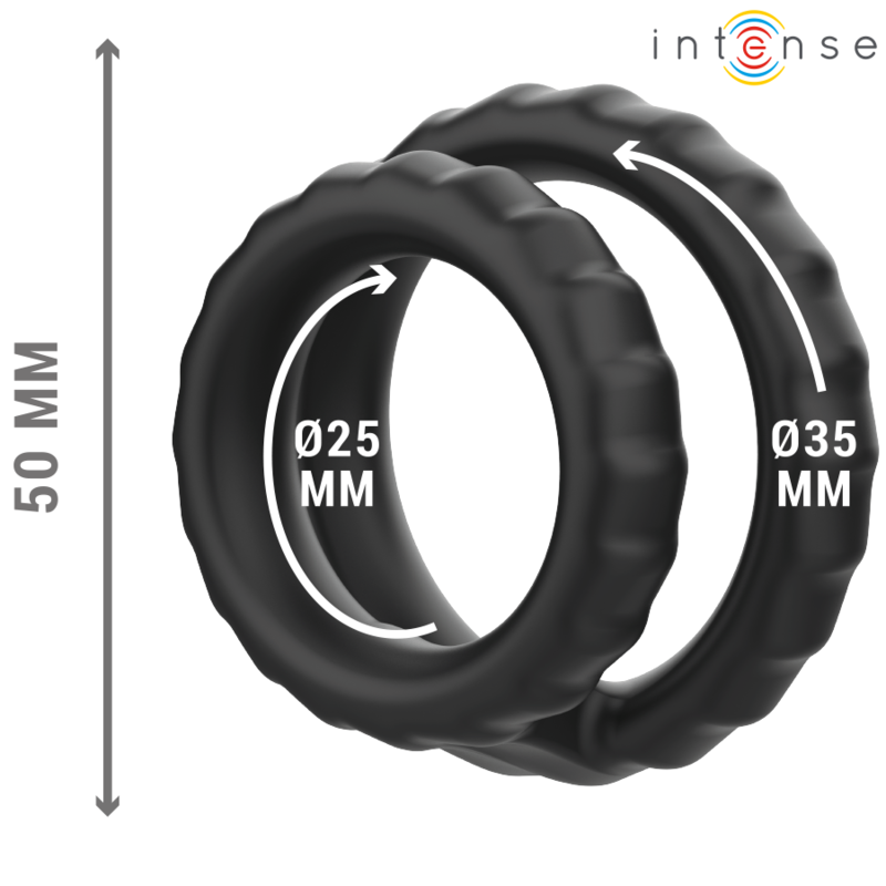 Cockring Double Dewey Silicone Pénis et Testicules Noir - Intense