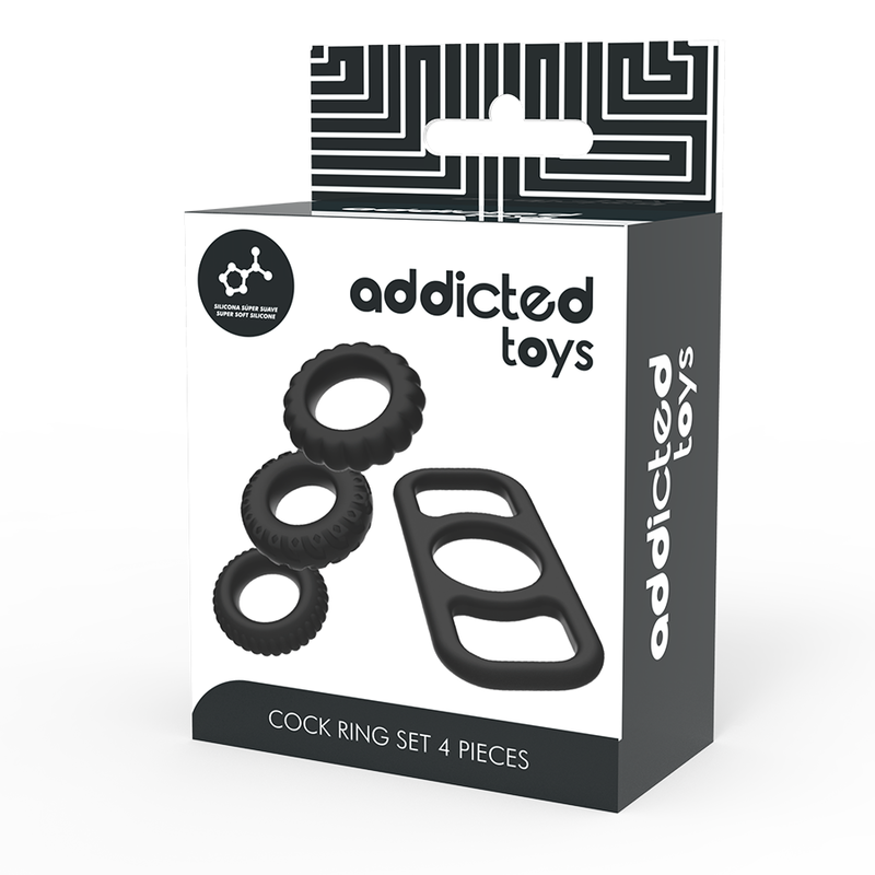Cockring Set 4 Pièces Silicone Souple Différentes Tailles - Addicted Toys