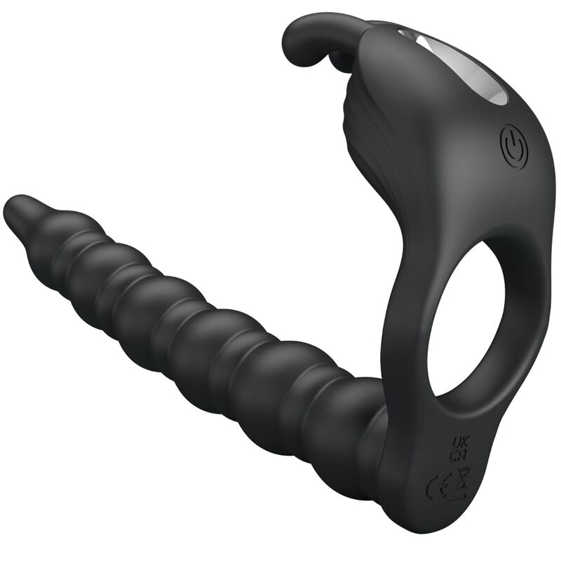Cockring Vibrant avec Plug Anal Blackney Double Stimulation - Pretty Love
