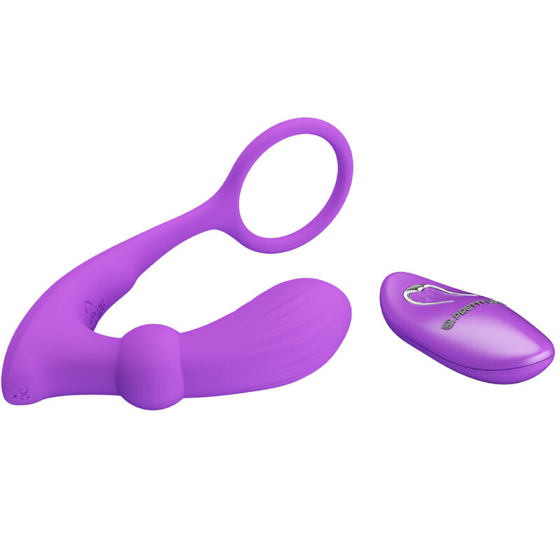 Cockring Vibrant avec Plug Anal Warren Silicone Rechargeable - Pretty Love