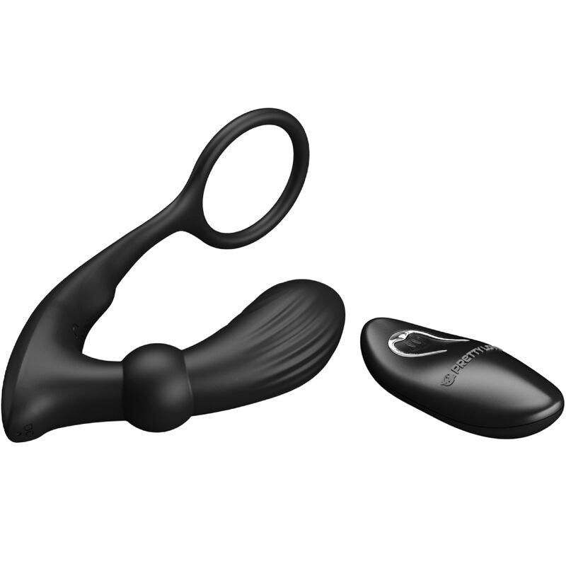 Cockring Vibrant avec Plug Anal Warren Silicone Rechargeable - Pretty Love
