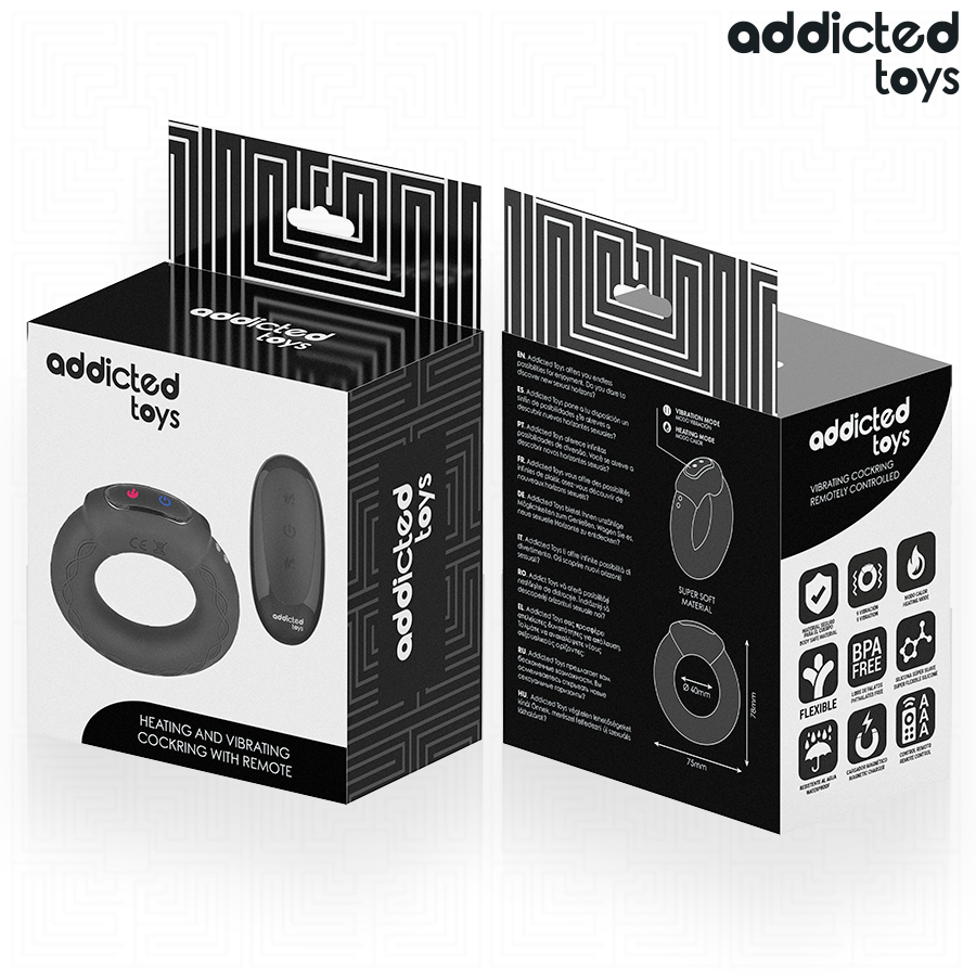 Cockring Vibrant Chauffant Télécommande 9 Modes Rechargeable - Addicted Toys