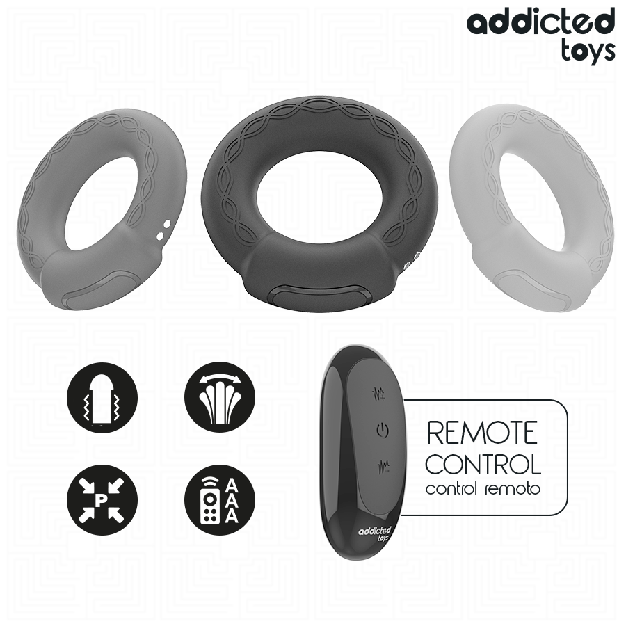 Cockring Vibrant Chauffant Télécommande 9 Modes Rechargeable - Addicted Toys