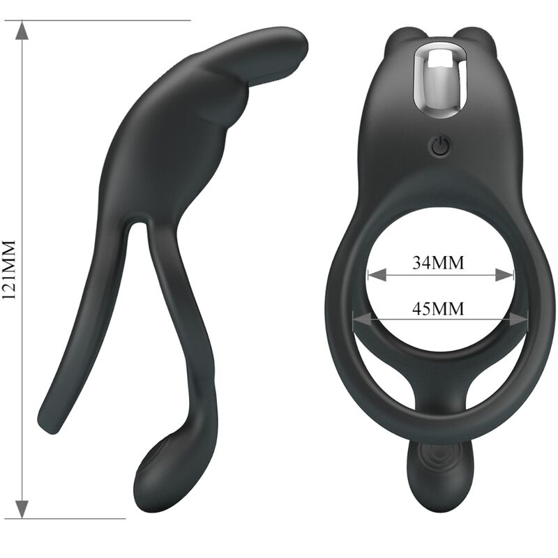 Cockring Vibrant Double Anneau Seth 7 Vibrations Rechargeable - Pretty Love
