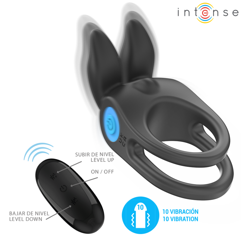 Cockring Vibrant Sam Double Anneau 10 Vibrations Télécommande - Intense