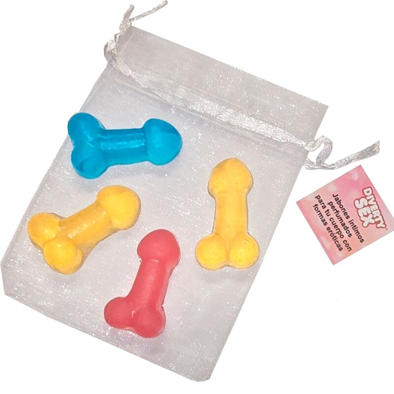 Coffret 4 Mini Savons Parfumés Forme Pénis Colorés Cadeau Gag - Diablo Picante