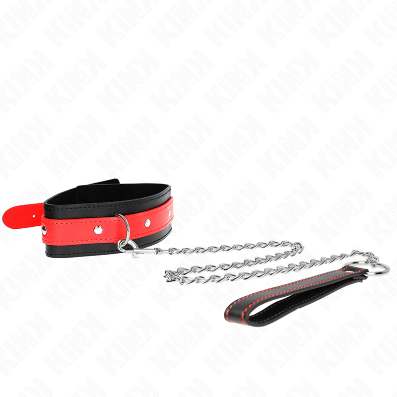 Collier BDSM avec Bracelet Rouge Ajustable Boucle Métal - Kink