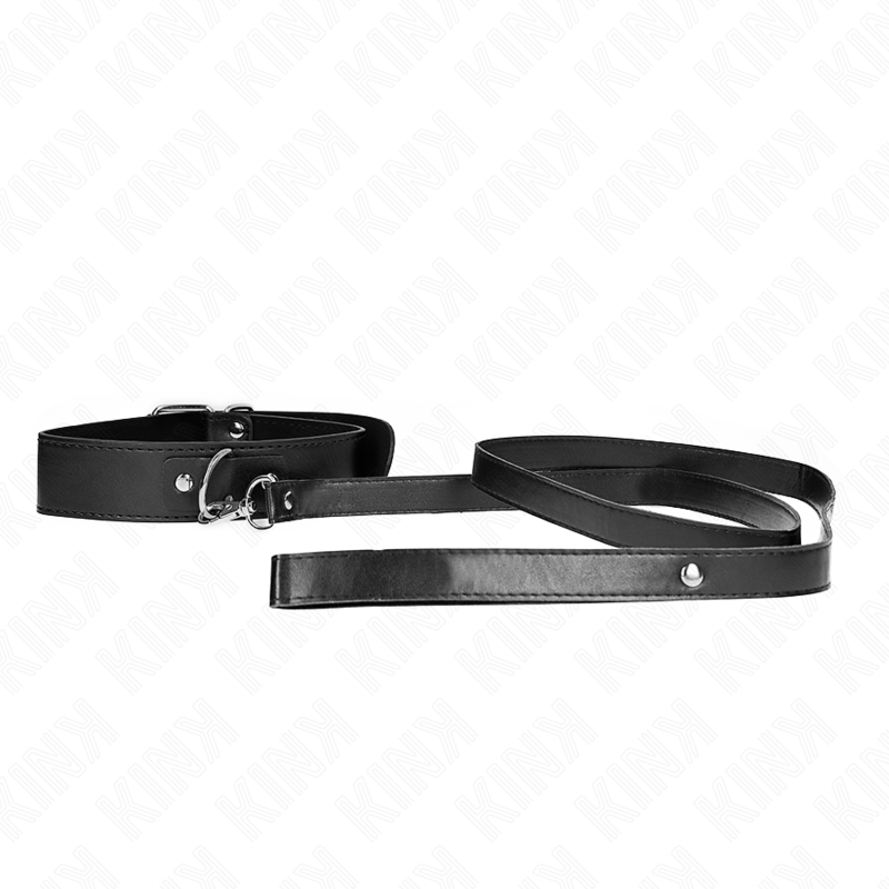 Collier BDSM avec Laisse 116 cm Ajustable 32-50 cm Cuir - Kink