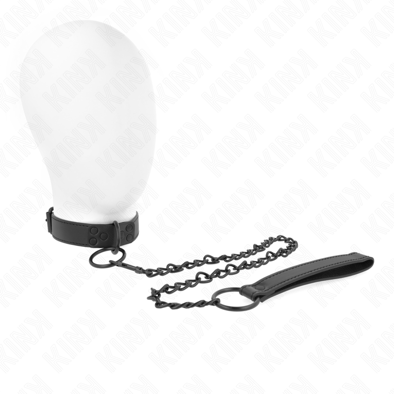Collier BDSM avec Laisse Cuir Ajustable 37-54 cm Boucle Métal - Kink