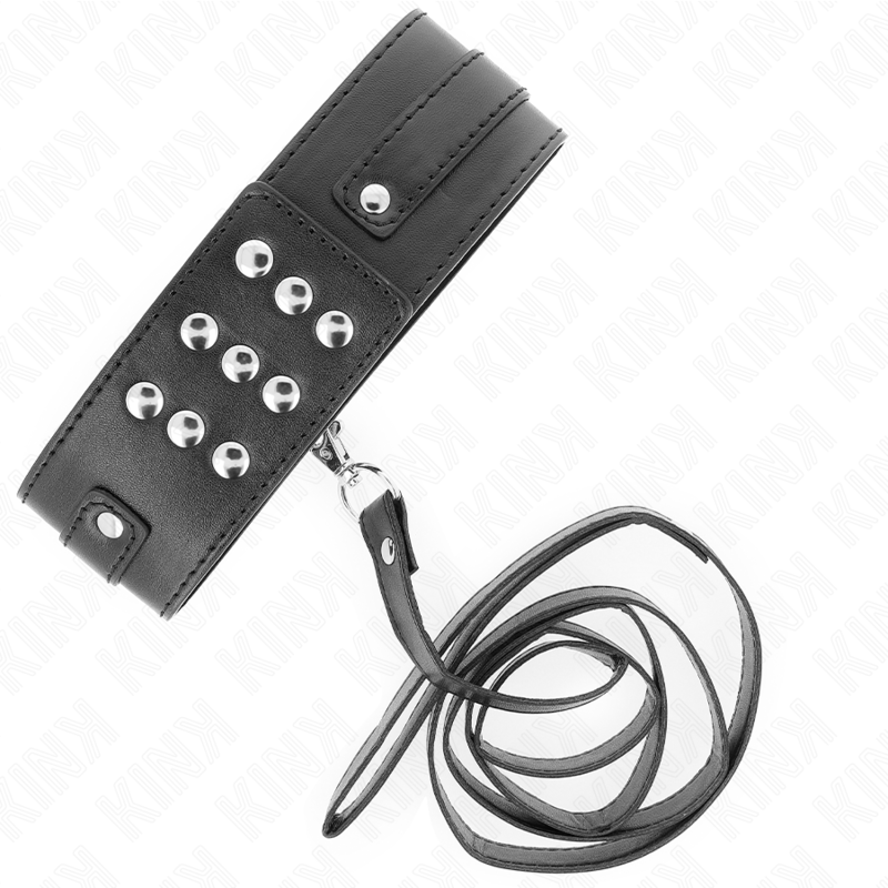 Collier BDSM avec Laisse Cuir Réglable 36-43 cm - Kink