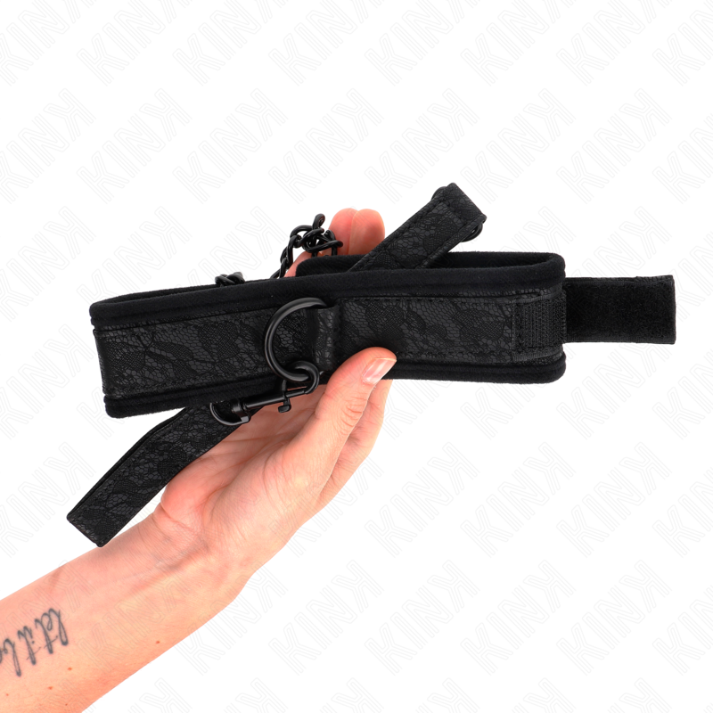 Collier BDSM Basic avec Laisse 77 cm Ajustable Cuir - Kink