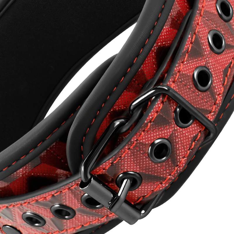 Collier BDSM Cuir Végan Doublure Néoprène Édition Rouge - Begme