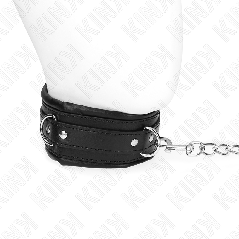 Collier BDSM Lourd Cuir Laisse de 65 cm Réglable - Kink