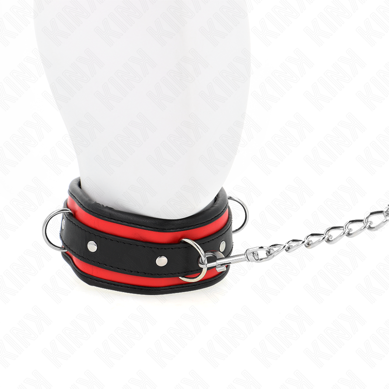 Collier BDSM Lourd Cuir Laisse de 65 cm Réglable - Kink