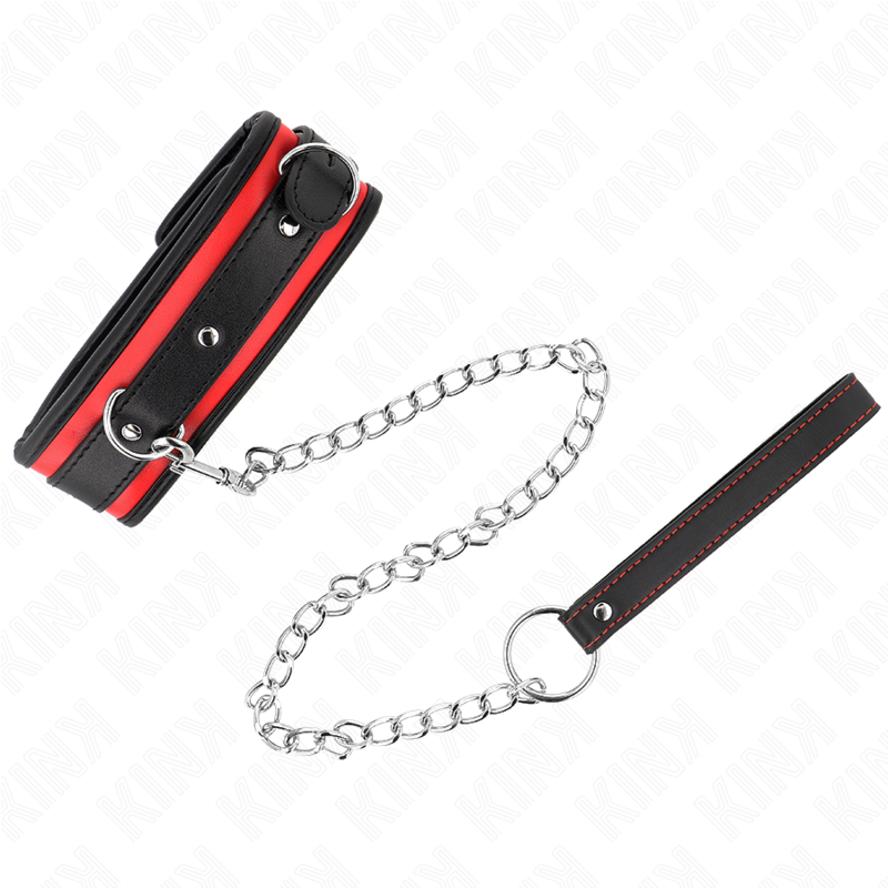 Collier BDSM Lourd Cuir Laisse de 65 cm Réglable - Kink