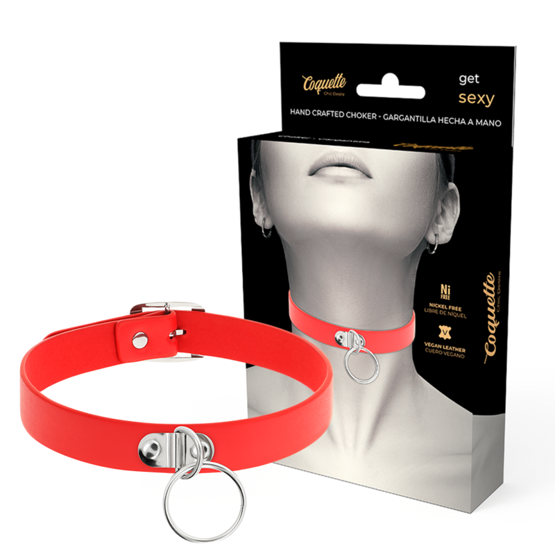 Collier Fétichiste Cuir Vegan Réglable Sans Nickel - Coquette Chic Desire