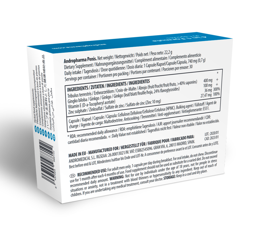 Complément Naturel Andropharma Penis Plantes 30 Gélules - Andro Medical