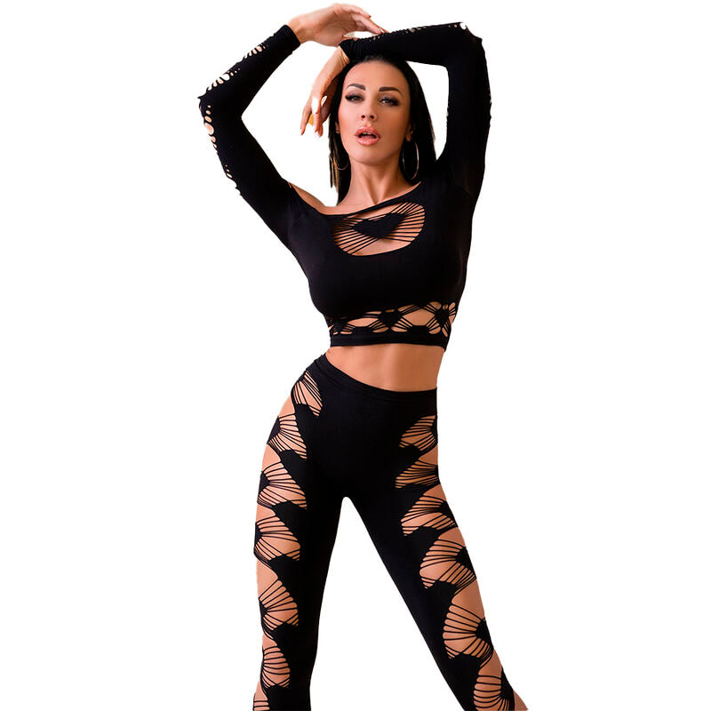 Ensemble Top & Leggings Sans Couture CR 4436 Noir - Chilirose