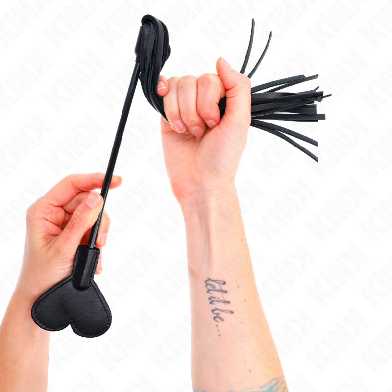Fouet BDSM Manche en Forme de Cœur Cuir 35 cm - Kink