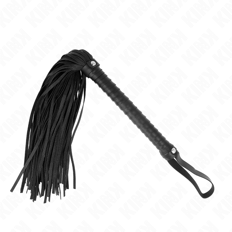 Fouet BDSM Manche Texturé Cuir et PVC 48,5 cm - Kink