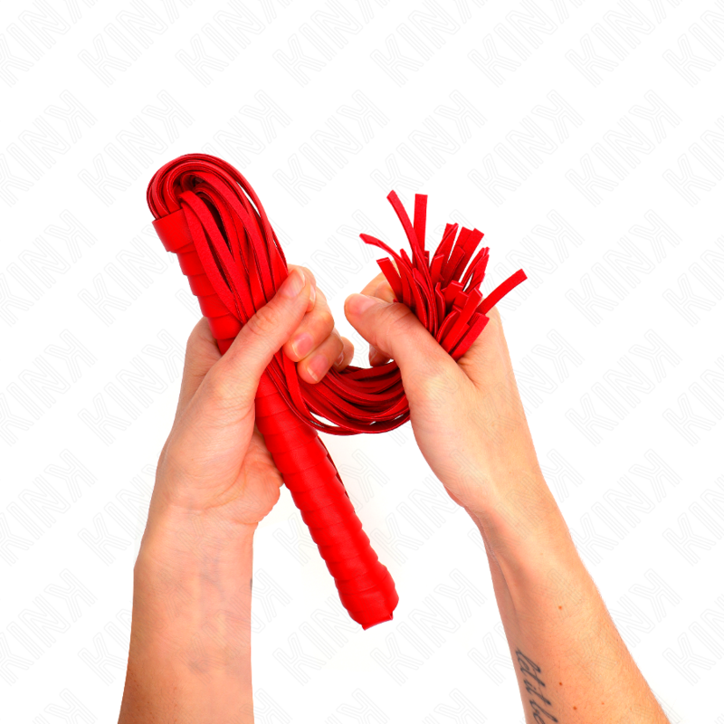 Fouet BDSM Manche Texturé Cuir et PVC 48,5 cm - Kink
