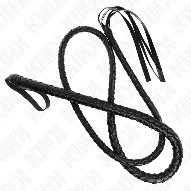 Fouet Serpent Long 210 cm Cuir et PVC Manche Bois - Kink