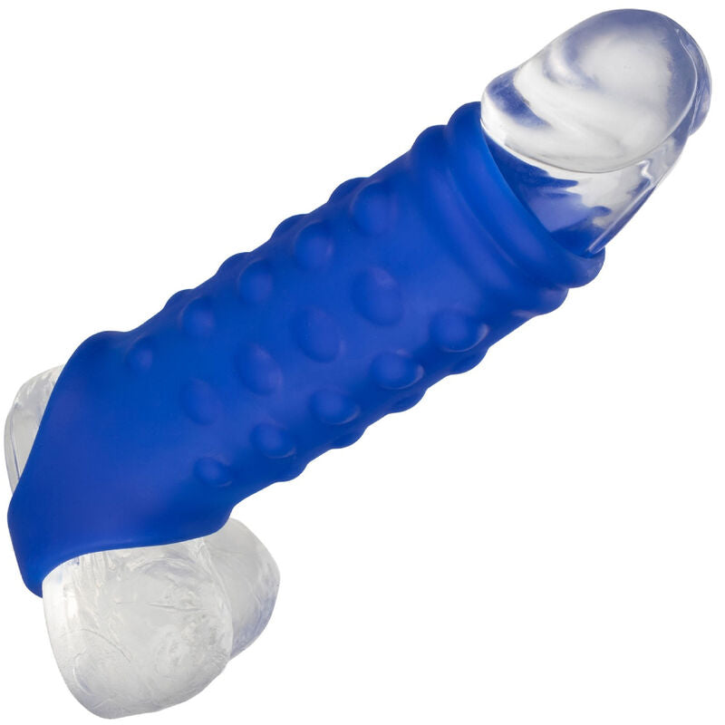 Gaine à Pénis Texturée Admiral Perles Silicone Extensible Bleu - CalExotics