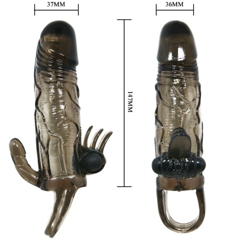 Gaine à Pénis Vibrante Brave Man Double Bullet Anal et Clito 16,5 cm - Baile