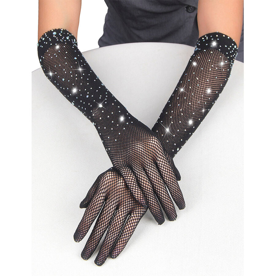 Gants Shine Transparents Pailletés Applications Diamant S/M - Subblime