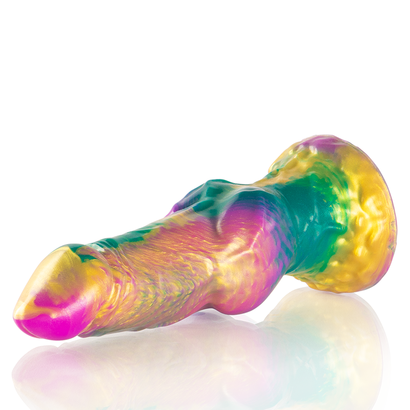 Gode Arc-en-Ciel Iris Silicone Testicules Ventouse 22,5 cm - Epic Cybersilicock