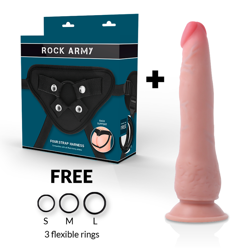 Gode Ceinture Réaliste Crusader Double Densité Ventouse 21,5 cm - Rock Army