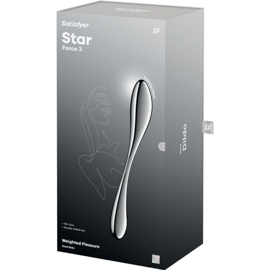 Gode Double Acier Inoxydable Star Force 3 Point G Jeux de Température - Satisfyer
