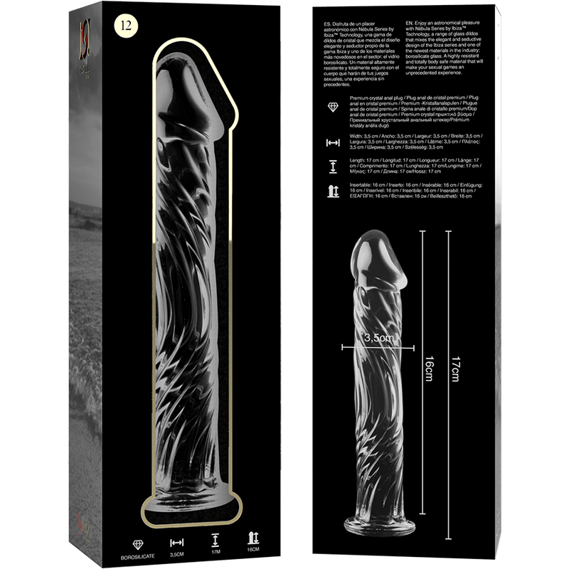 Gode en Verre Borosilicate Modèle 12 Clair 17 cm Polyvalent - Nebula Series By Ibiza