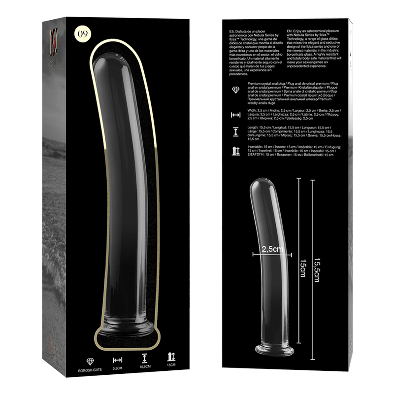 Gode en Verre Borosilicate Nebula Modèle 9 Clair 15.5 cm - Nebula Series By Ibiza