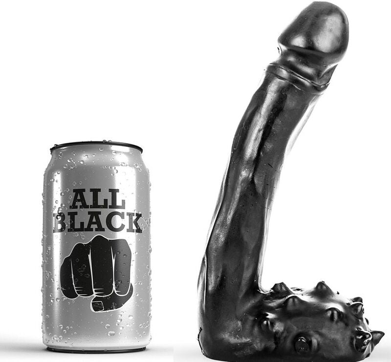 Gode Réaliste Fin 19 cm Silicone Boules Texturées - All Black