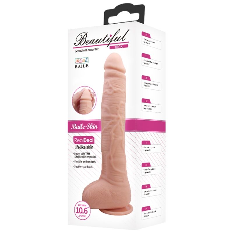 Gode Réaliste Flexible Ventouse 28 cm TPR Ultra Doux - Baile