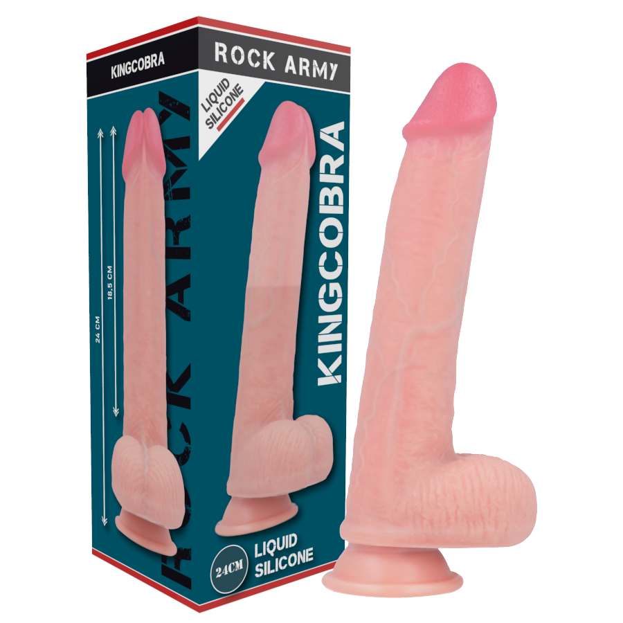 Gode Réaliste Kingcobra Double Densité Ventouse 24 cm - Rock Army