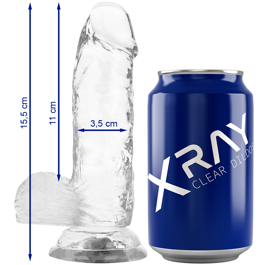 Gode Réaliste Transparent Testicules 4 Tailles Ventouse - X Ray