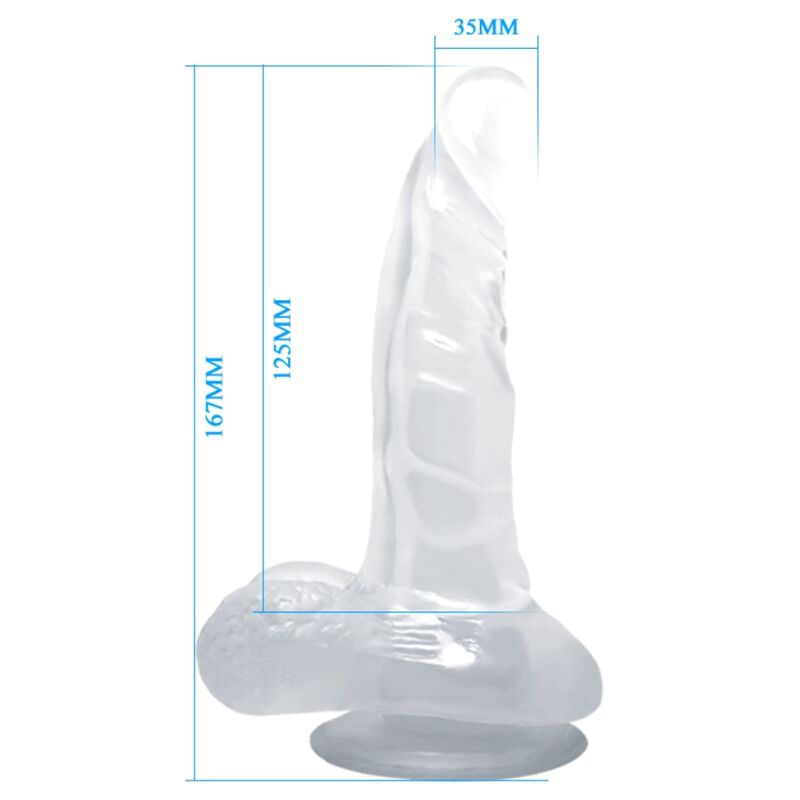Gode Réaliste Ventouse avec Testicules Transparent 16,7 cm - Baile