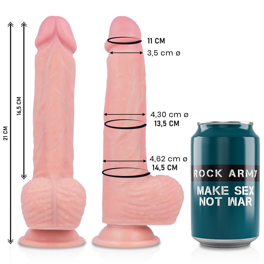 Gode Réaliste Ventouse Spitfire Silicone Double Densité 21 cm - Rock Army
