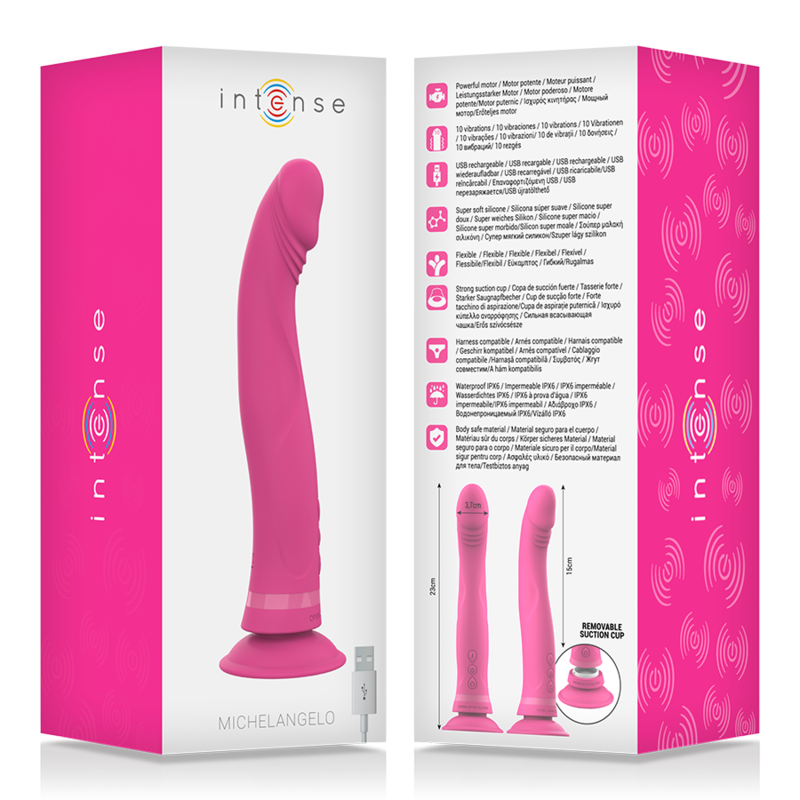 Gode Vibrant Réaliste Michelangelo Ventouse 10 Modes Double Densité - Intense