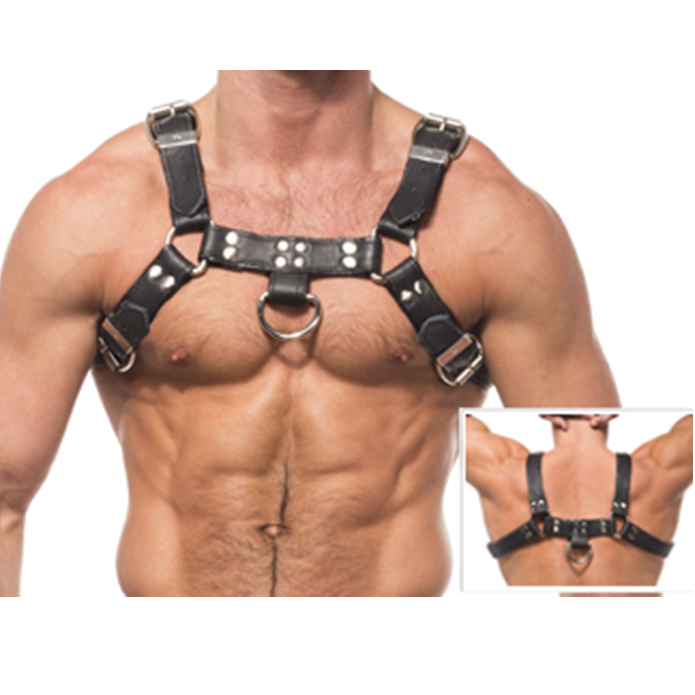 Harnais BDSM Chaîne III Cuir Véritable Sangles Ajustables - Leather Body
