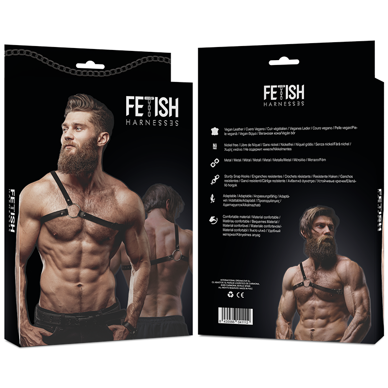Harnais Cuir Écologique Homme Épaules Croisées Réglable - Fetish Submissive